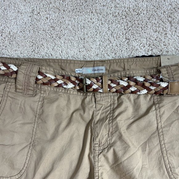 Maurices Womens Shorts Size 20 Brown Kaki Cuffed Belted NWT - Picture 5 of 13